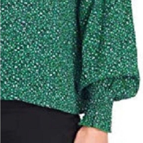 NWT Sanctuary Noell Green Blouse Leopard Print Chiffon Office Casual Corpcore - Picture 4 of 15